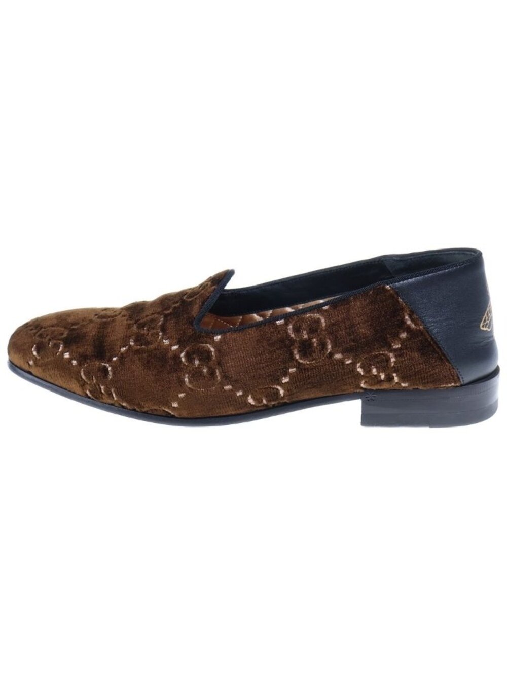 Gucci GG Logo Velour Loafers Brown